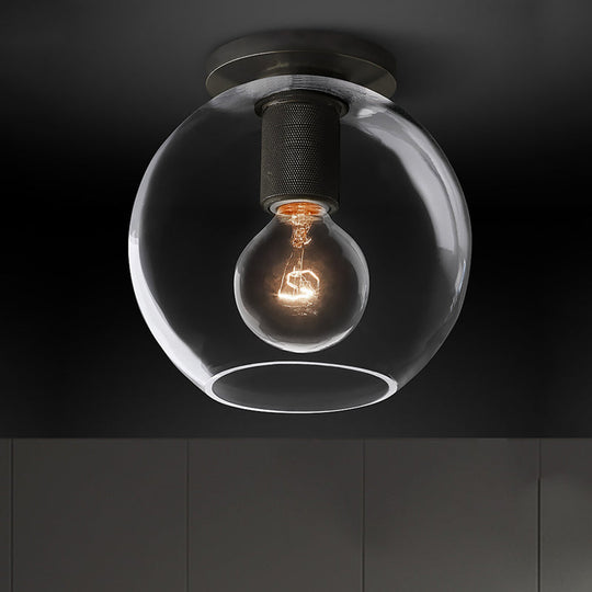 Modern Clear Glass Flush Mount Ceiling Light Fixture For Living Room In 3 Finishes