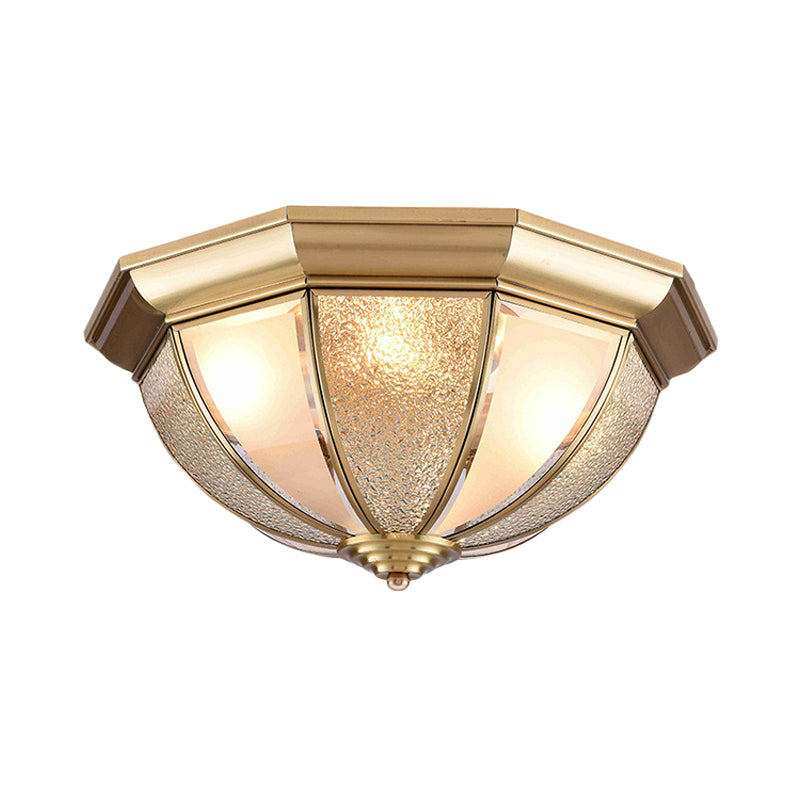 Tradition Glass Ceiling Light Fixture - Brass Hemisphere Flush Mount For Bedroom 16’/19.5’ Wide