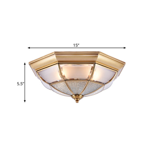 Traditional Water Glass Brass Cone Flush Mount Ceiling Light Fixture - 6/8/10 Bulbs Hallway Décor