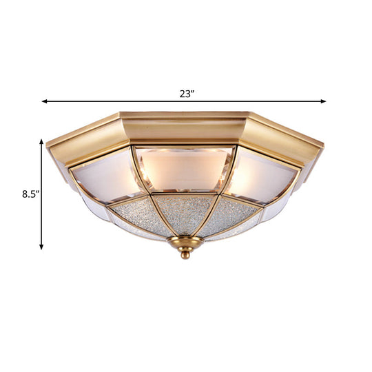 Traditional Water Glass Brass Cone Flush Mount Ceiling Light Fixture - 6/8/10 Bulbs Hallway Décor