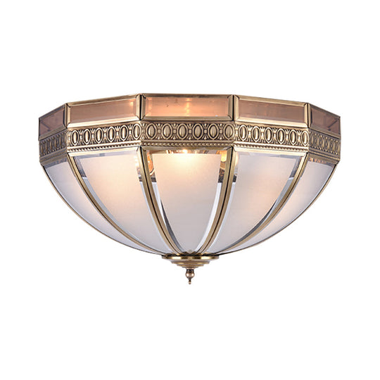 Traditional White Glass Dome Flush Mount Lamp With 3 Bulbs - Ideal Ceiling - Mounted Light For