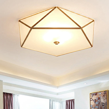 Modern Geometric Glass Flush Mount Chandelier - 3 Heads Ceiling Light Fixture For Living Room