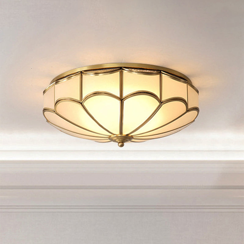 Traditional Opal Glass Dome Flush Mount Chandelier - 14’/18’ Wide 3/4 Bulbs Brass Ceiling