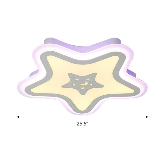 Modern Led Star Ceiling Light For Stairway Or Kindergarten - White Flush Mount With Acrylic Fixture