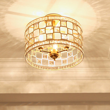 Semi Flush Traditional Clear Glass Ceiling Mounted Light With 3 Bulbs - Silver/Gold Finish Ideal For