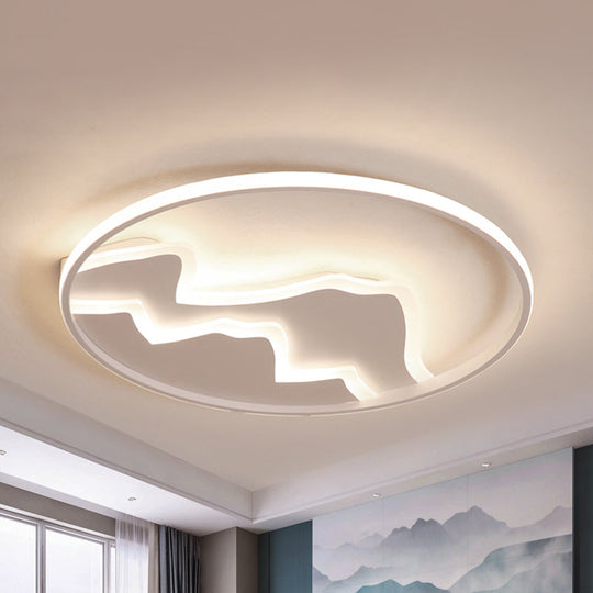 Modern Led Flushmount Ceiling Light In White - Acrylic Mountain Design For Living Room Or Hallway /