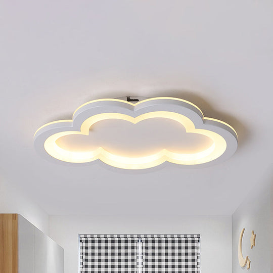 Modern Acrylic Led Flush Mount Cloud Ceiling Light For Play Room White / 21.5’ Warm