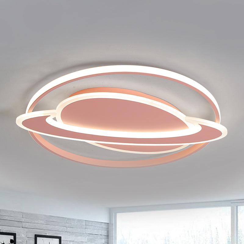 Contemporary Planet Ceiling Light: Stylish Acrylic Flush Mount For Bedrooms Pink / Warm