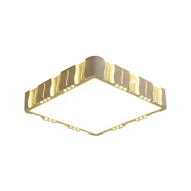 Modern Acrylic Led Flush Ceiling Light - White Square/Round Design For Living Room With Warm/White