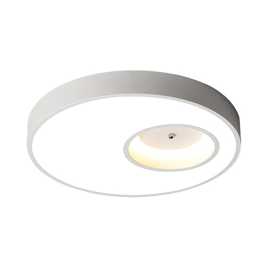Contemporary Black/White Round Ceiling Flush Light 18/23.5 Wide - Led Acrylic Lighting For