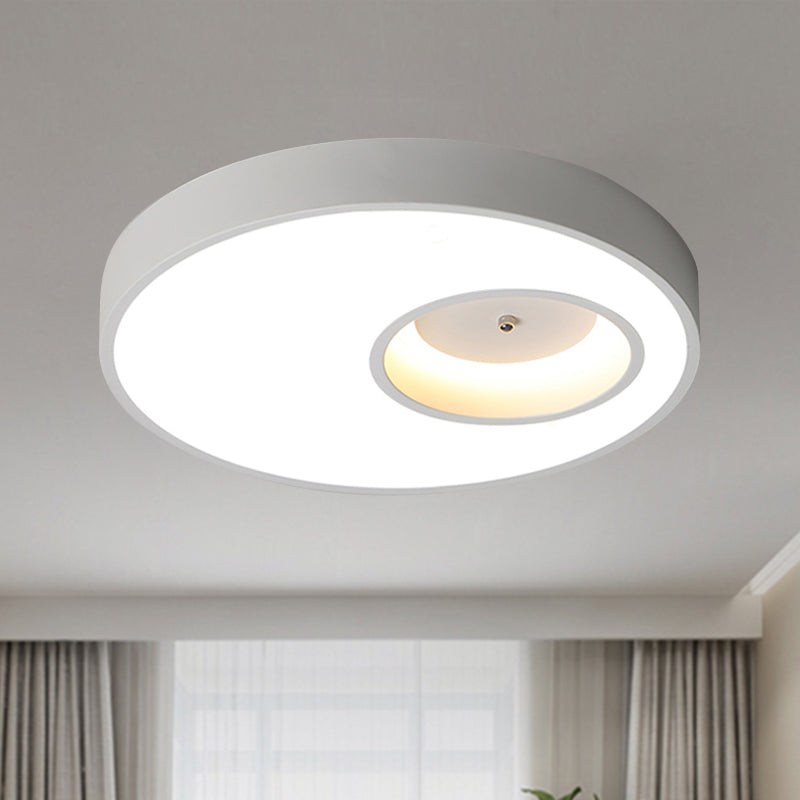 Contemporary Black/White Round Ceiling Flush Light 18/23.5 Wide - Led Acrylic Lighting For