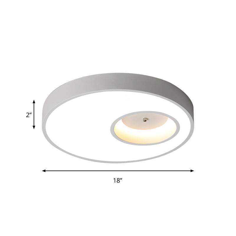 Contemporary Black/White Round Ceiling Flush Light 18’/23.5’ Wide - Led Acrylic Lighting For