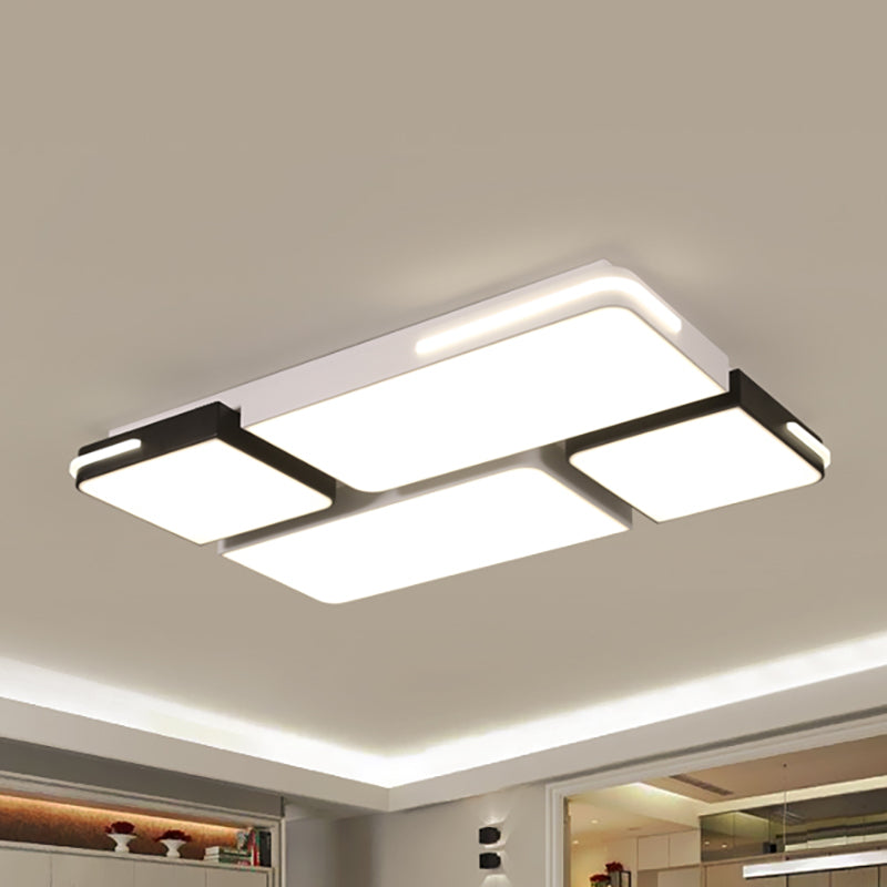 Contemporary Square/Rectangle Acrylic Flush Pendant Light - Led White Mount Lighting