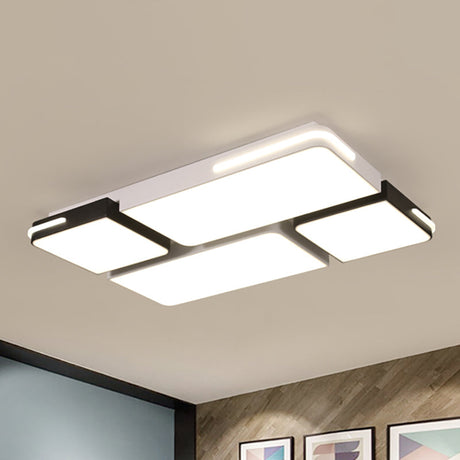 Contemporary Square/Rectangle Acrylic Flush Pendant Light - Led White Mount Lighting (21.5/37.5