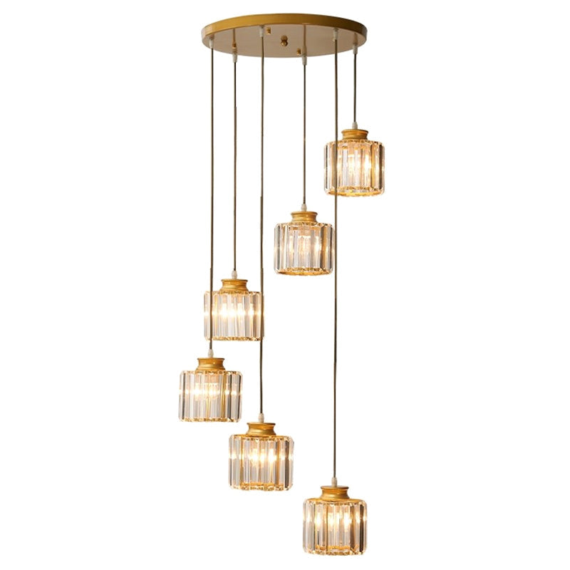 Minimalist Multiple Lamp Pendant Ceiling Light With Crystal Shade