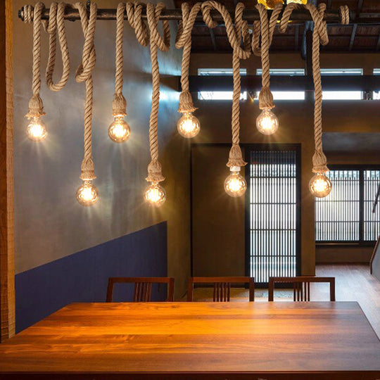 Geometric Natural Rope Chandelier In Brown For Rustic Ambiance 8 /