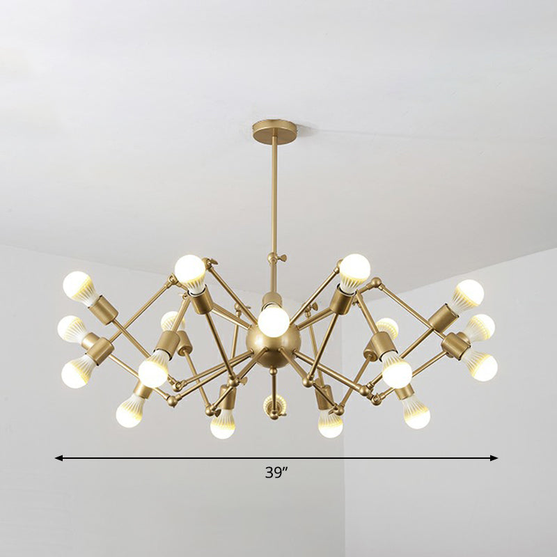 Nordic Swing Arm Pendant Chandelier With Open Bulb Design 20 / Gold