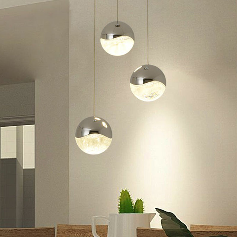 Modern Chrome Led Cluster Pendant Light With Clear Glass Globes - Ideal For Restaurants 3 /