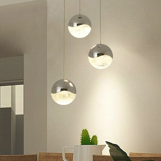 Modern Chrome Led Cluster Pendant Light With Clear Glass Globes - Ideal For Restaurants 3 /