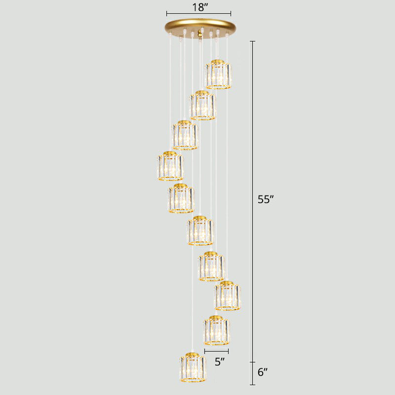 Modern Shaded Glass Multi-Light Pendant For Living Room Ceiling 10 / Gold