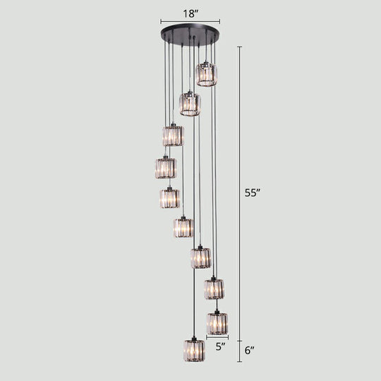 Modern Shaded Glass Multi-Light Pendant For Living Room Ceiling 10 / Black