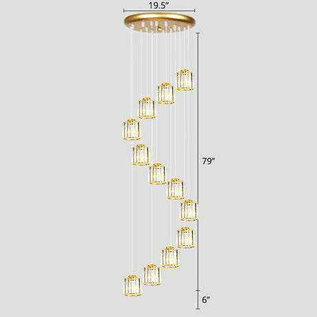 Modern Shaded Glass Multi Light Pendant Ceiling Lamp For Living Room 12 / Gold
