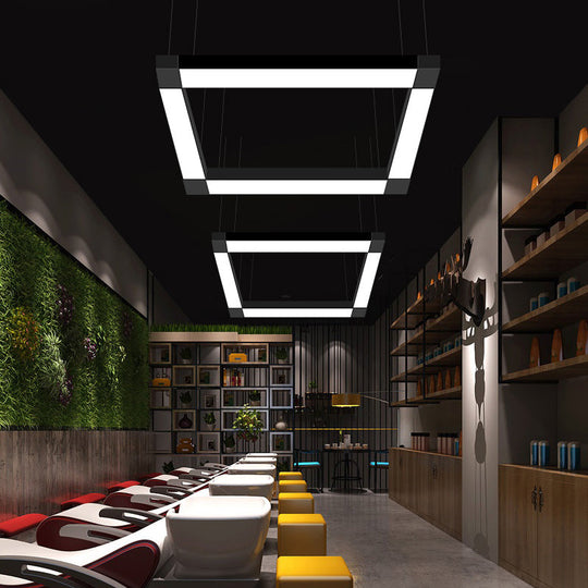 Modern Linear Led Chandelier For Conference Rooms - Acrylic Pendant Light Fixture