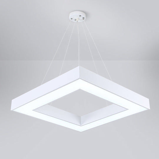 Minimalistic Led Hanging Ceiling Light: Square Chandelier Lighting For Office With Acrylic Shade