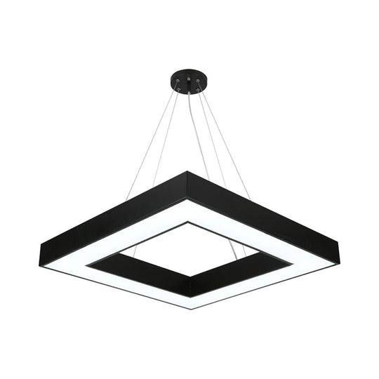 Minimalistic Led Hanging Ceiling Light: Square Chandelier Lighting For Office With Acrylic Shade