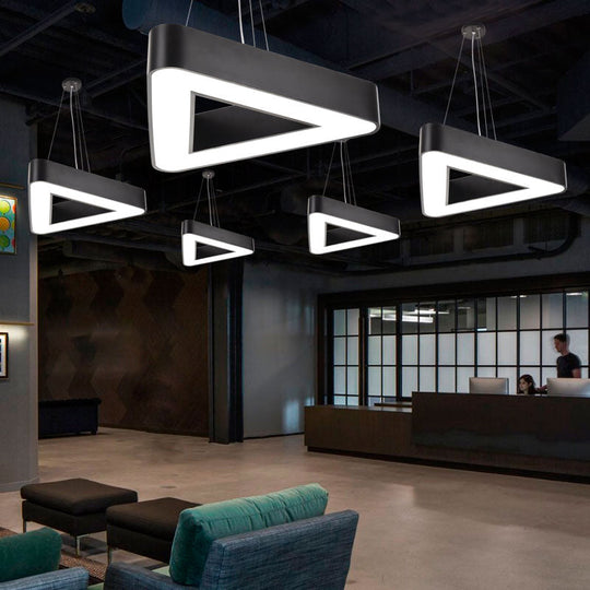 Sleek Acrylic Led Triangle Chandelier For Office - Modern Ceiling Suspension Lamp
