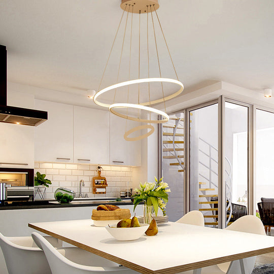 Halo Hanging Acrylic Led Chandelier Pendant Light - Minimalist & Elegant For Restaurants