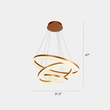 Gold Finish Acrylic Loop Led Ceiling Chandelier - Elegant Hanging Light For Dining Room 3 / White