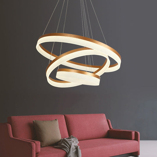 Gold Finish Led Acrylic Loop Ceiling Chandelier - Simple Style & Hanging Light For Dining Room 2 /