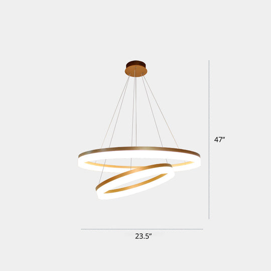 Gold Finish Led Acrylic Loop Ceiling Chandelier - Simple Style & Hanging Light For Dining Room 2 /