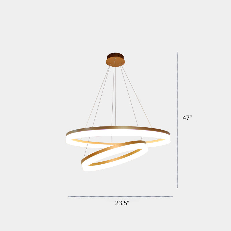 Gold Finish Acrylic Loop Led Ceiling Chandelier - Elegant Hanging Light For Dining Room 2 / White