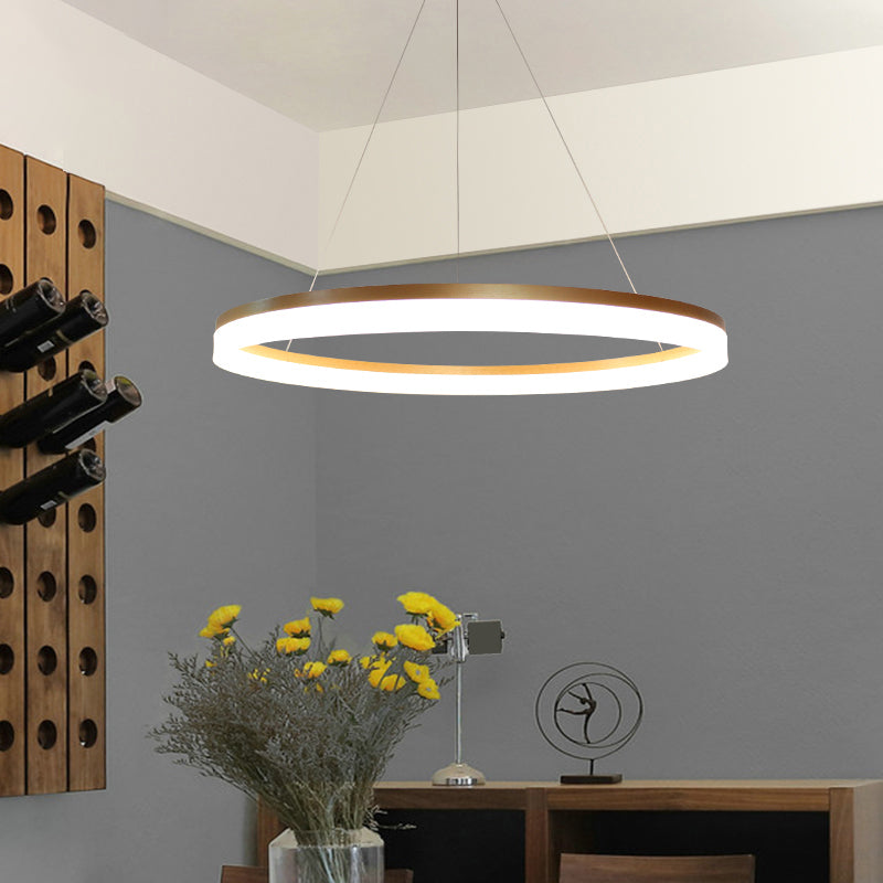 Gold Finish Acrylic Loop Led Ceiling Chandelier - Elegant Hanging Light For Dining Room
