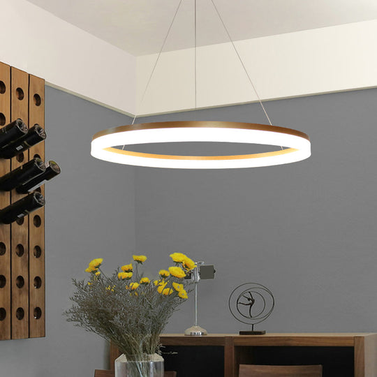 Gold Finish Acrylic Loop Led Ceiling Chandelier - Elegant Hanging Light For Dining Room