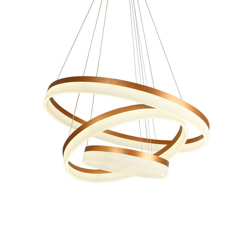 Gold Finish Led Acrylic Loop Ceiling Chandelier - Simple Style & Hanging Light For Dining Room