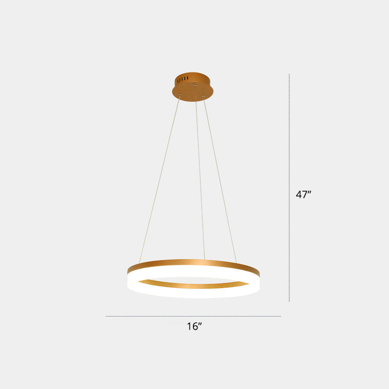 Gold Finish Led Acrylic Loop Ceiling Chandelier - Simple Style & Hanging Light For Dining Room 1 /