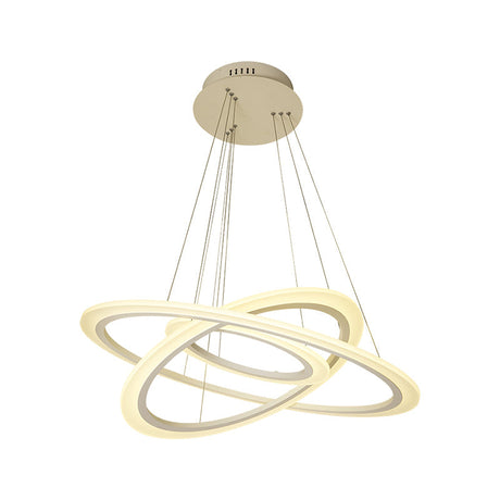 Minimalist Circle Pendant Chandelier: Acrylic Led Hanging Light For Dining Room In White