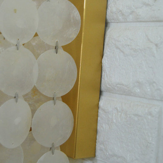 Country Style Gold Shell Wall Lamp With Circle Strands - 1 Head Bedroom Sconce Light