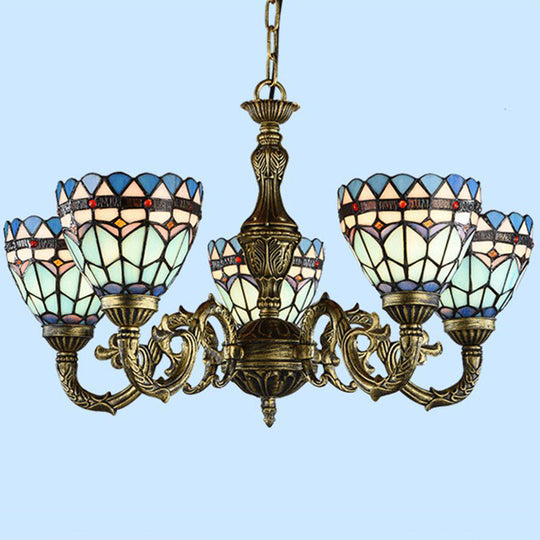 Handcrafted Stained Glass Chandelier With Bronze Finish - Perfect For Dining Room Ceiling 5 / Up
