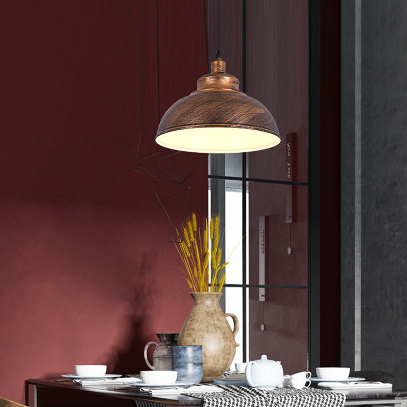 Factory Style Metal Pendant Ceiling Light - Bowl Shade Restaurant Hanging Lamp