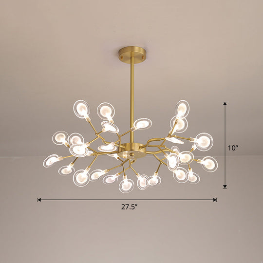Glowworm Chandelier: Postmodern Acrylic Hanging Light For Dining Room 30 / Brass