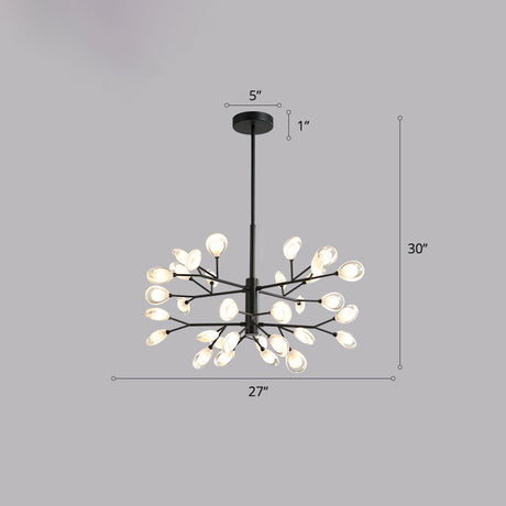 Contemporary Metal Chandelier: Black Tree Branches Ceiling Hang Lamp For Living Room 32 /