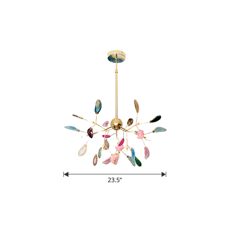 Heracleum Chandelier Agate Suspension Light In Modern Gold - Perfect For Living Rooms 12 /