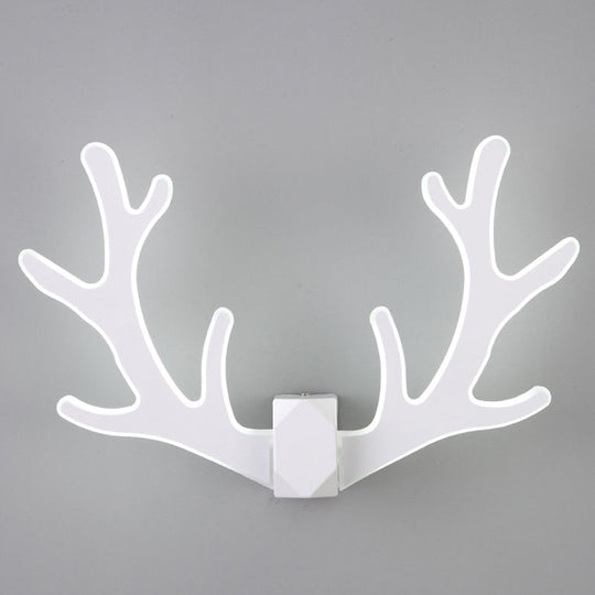 Deer Horn Led Wall Light - Decorative Metal Sconce Fixture White /