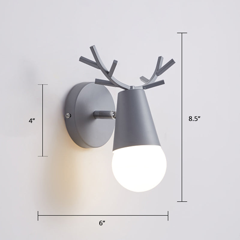 Minimalist Metal Wall Lamp With Pivot Joint - Antler Bedside Reading Sconce Fixture Grey