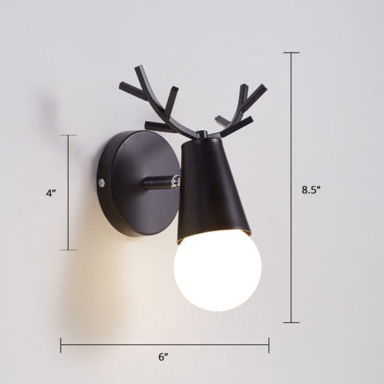 Minimalist Metal Wall Lamp With Pivot Joint - Antler Bedside Reading Sconce Fixture Black
