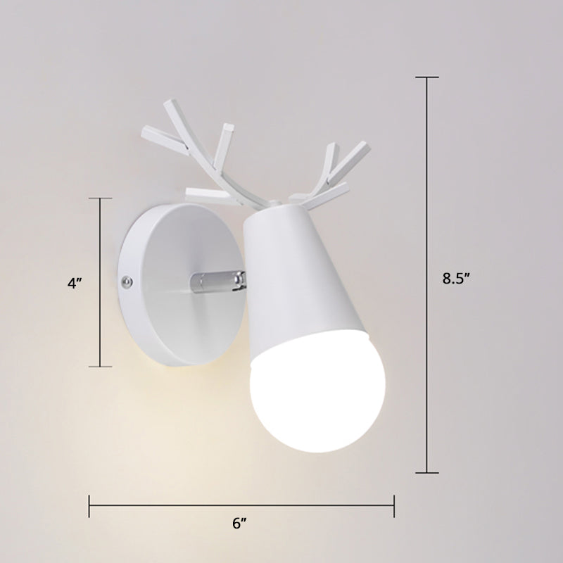Minimalist Metal Wall Lamp With Pivot Joint - Antler Bedside Reading Sconce Fixture White